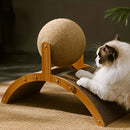 Arranhador 2 em 1 para Gatos: Bola de Madeira, Arranhador de Sisal Natural, Coluna para Arranhar as Patas, Raspador de Madeira Resistente ao Desgaste.