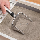 Pá para areia de gato em aço inoxidável.