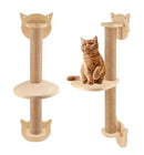 Árvore para gatos de madeira com suporte para escalada, montada na parede, em sisal, com arranhador, rede com pedal, playground interno para gatinhos.