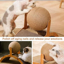 Arranhador 2 em 1 para Gatos: Bola de Madeira, Arranhador de Sisal Natural, Coluna para Arranhar as Patas, Raspador de Madeira Resistente ao Desgaste.