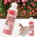 Um frasco de pérolas desodorizantes para areia de gato